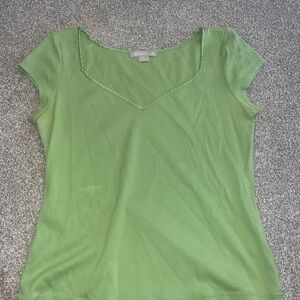 Green Fitted Cap Sleeve Blouse